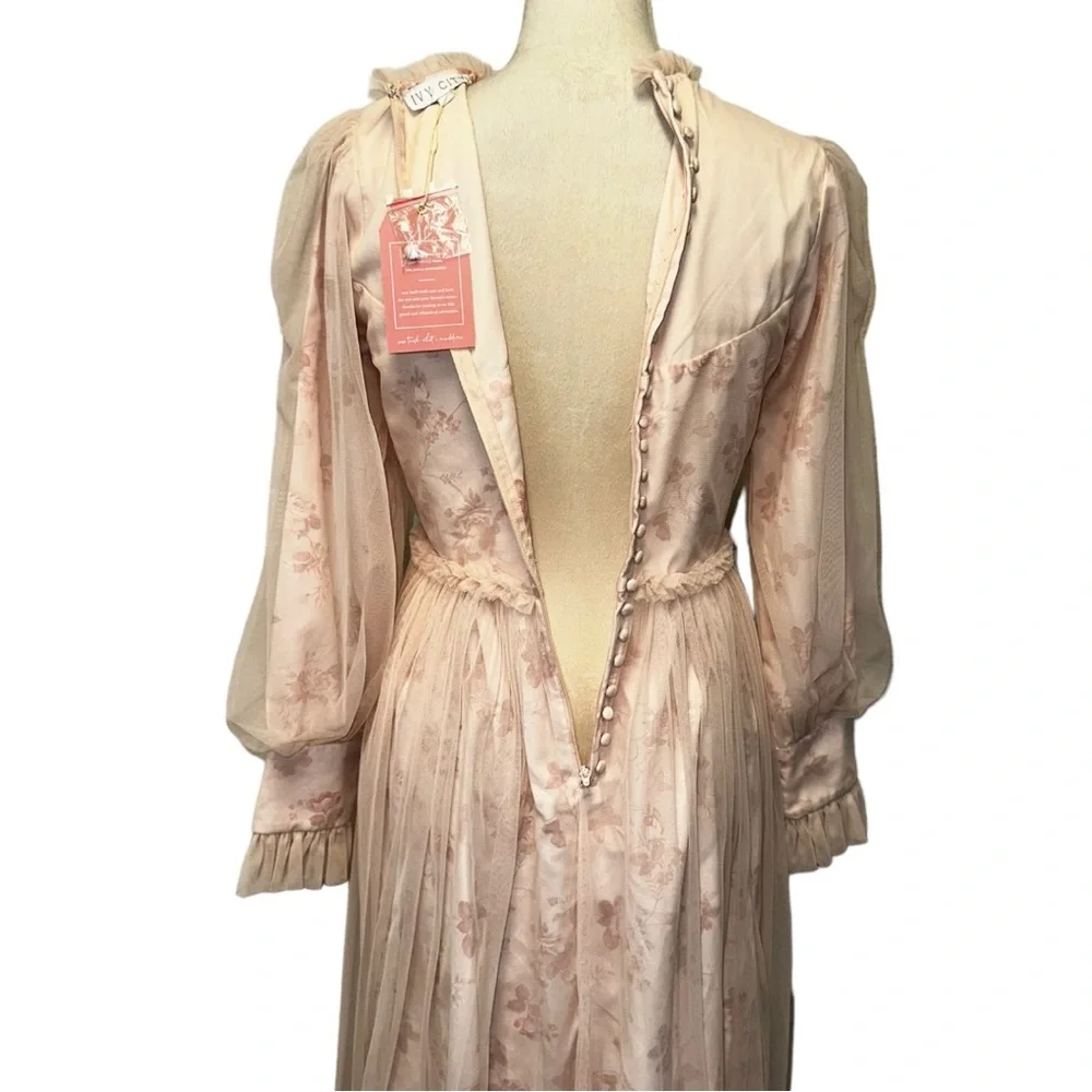 Ivy City Co Blush Pink Floral Tulle Maxi Dress - Picture 5 of 16
